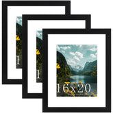 Picrit 16x20 black wood frame with front for a polished wall display.