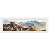 Picrit 8x24 frame front view showing clean white frame and secure display