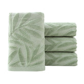 Pidada leaf-pattern hand towels in green, soft cotton for everyday comfort.