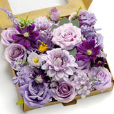 Piklado artificial purple flower combo set for wedding decor featuring roses and dahlias.