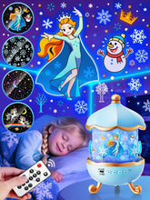 PIKOY Frozen Toys night light with carousel and snowflakes for calming bedtimes.
