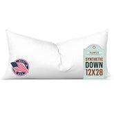 Pillowflex Synthetic Down Pillow Insert in 12x28 close-up texture for ultra-soft comfort