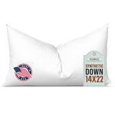 Pillowflex synthetic down pillow insert 14x22 front view for a plush, full look