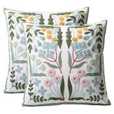 Pilmandu embroidered floral blue 18x18 pillow cover adds subtle texture to your sofa.