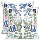 Pilmandu embroidered pillow cover front floral bird design enhances living room decor.