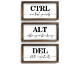Pinetree Art CTRL ALT DEL framed sign boosts office motivation.