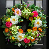 Pinkpuii 24inch spring wreath for front door adds vibrant curb appeal