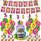 PINUO Barney Happy Birthday banner brightens the party backdrop with kid-friendly colors