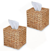 PINXIURY Water Hyacinth tissue box cover, front view, adds natural texture to living spaces