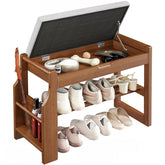 Pipishell 26-inch solid pine shoe rack bench showcases sturdy seating and organized entryway storage.