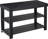 Pipishell Bamboo Shoe Rack Bench, three-tier view, keeps entryway organized and shoes easily accessible.