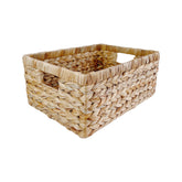 Pixoframe large rectangular wicker basket in natural water hyacinth for versatile storage.