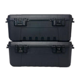 Plano Sportsmans Trunk Large Black front view shows rugged exterior for outdoor use
