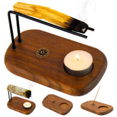 Plearty 4-in-1 walnut Palo Santo holder base supports mess-free rituals