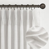 PleatedDrapes beige-white sheer linen curtains filter light while ensuring soft privacy.
