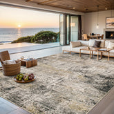 PLHXFR 8x10 area rug abstract design enhances living room ambiance.