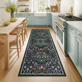 PLHXFR runner rug entryway with dark green floral pattern adds timeless charm.