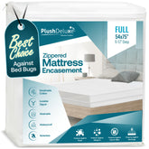 PlushDeluxe full-size mattress encasement with zippered waterproof seal for a clean, dry sleeping surface.