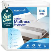 PlushDeluxe king mattress protector provides full coverage with a secure fitted edge.