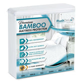 PlushDeluxe premium bamboo mattress protector fabric close-up showing softness and breathability