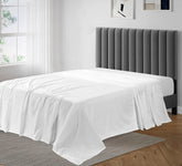 PLUSHY COMFORT luxury king flat sheet in white with silky sateen finish for a refined sleep surface