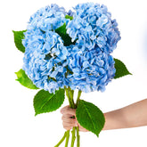 Pmyra blue hydrangea bouquet heads with lifelike blooms for elegant centerpieces.