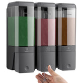 POBAMLE 3-chamber wall dispenser offers organized shower storage and easy access.