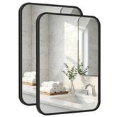Pocetry 2-Pack mirror frame closeup highlights a durable rustproof matte black finish.