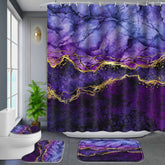 Poedist gold edge marble shower curtain adds luxury and waterproof protection.