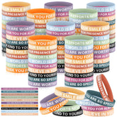 Poen affirmations bracelets in varied colors for daily motivation.