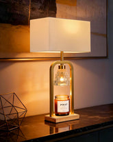 PoKat Gold Table Lamp Candle Warmer with top light for ambient fragrance