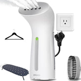 Polardo portable garment steamer front view, compact travel-ready design.