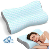 Polovo cervical neck pillow setup shows ergonomic support for neck and spine alignment.