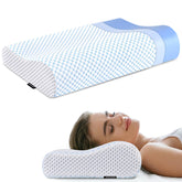 Polovo memory foam pillow side view showing ergonomic neck support for side sleepers