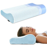Polovo neck pillow memory foam close-up showing contour support and slow rebound for comfort