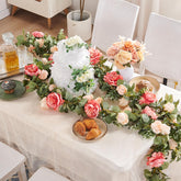 PONKING dark pink artificial rose garland close-up for elegant wedding decor