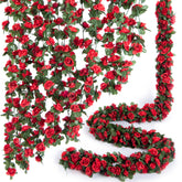 PONKING rose garland close-up showing eight vines for room decor