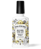 Poo-Pourri Original Citrus bottle top view shows compact design for quick use.