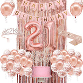 PopularLdo rose gold 21st balloon, 40-inch centerpiece for milestone photos.