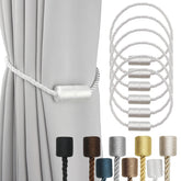Porlau 6-pack white strong magnetic curtain tiebacks highlight durable, easy clip functionality.