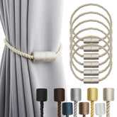Porlau beige magnetic curtain tieback in full view for tidy drapery