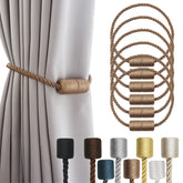 Porlau Khaki magnetic curtain tiebacks six-pack on window drapes for secure, stylish holdbacks