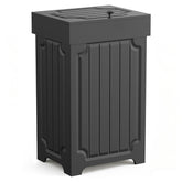 Povrgive Wood Trash Can Cabinet front view shows discreet, clutter-free storage.