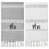 Preboun Mr and Mrs Turkish beach towels with stripes and tassels for stylish beach days