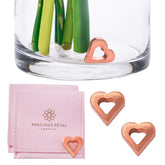 Precious Petal Co copper charm keeps vase water clean in a fresh bouquet setup.