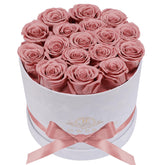 Prifroti 17 roses in a luxury suede box, a lasting gift for special occasions.