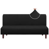 PrinceDeco stretch futon cover in black check pattern for armless futons with durable style.