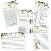 Printed Party Bridal Shower Game Set cover image showing 5 games for easy guest fun