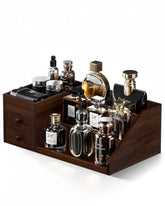 ProCase wooden cologne organizer front view with three-tier display for easy access