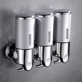 Prosfalt 3-in-1 wall-mounted dispenser for shampoo, soap, and conditioner